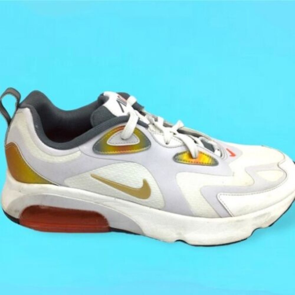 Nike Air Max 200 Magma Men's White Orange Sport Running Shoes Size 9